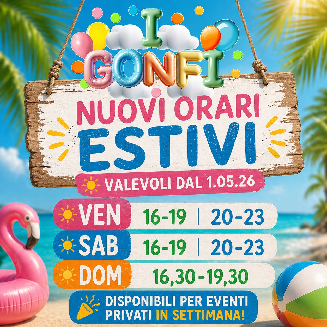 Nuovi Orari Estivi 2026 | Dal 1° Maggio